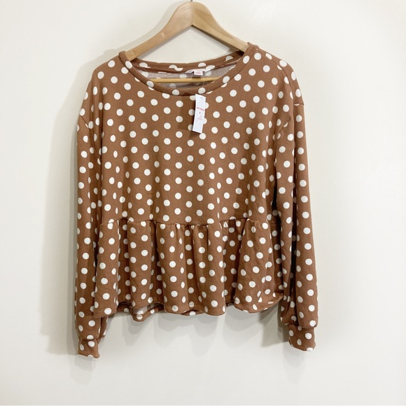 Joe Fresh Tops - Joe Fresh x Jillian Mindy Polka Dot Peplum Top Fuzzy Blouse Sweater New Sz Large